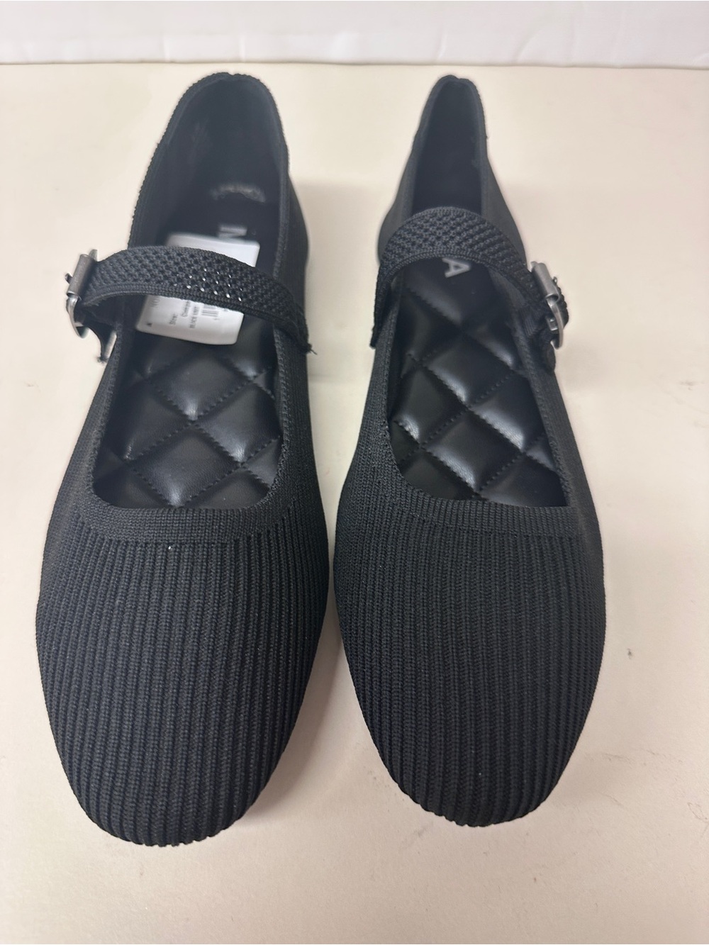 MIA Black Knit Mary Jane Flats with Quilted Insole